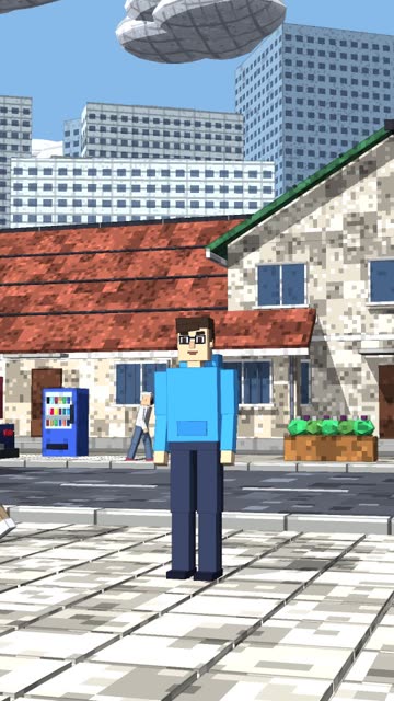 영상 엔진으로 그린 거리 위 픽셀 캐릭터